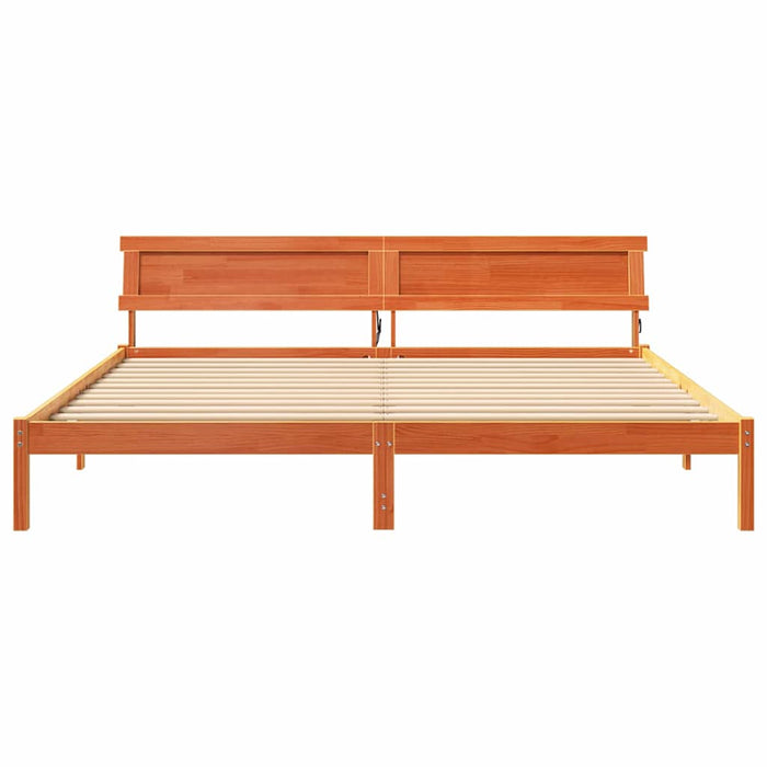 Cadru de pat cu lumini cu bandă LED cu headboard Maro 200 x 200 cm lemn - WALTI WALTI