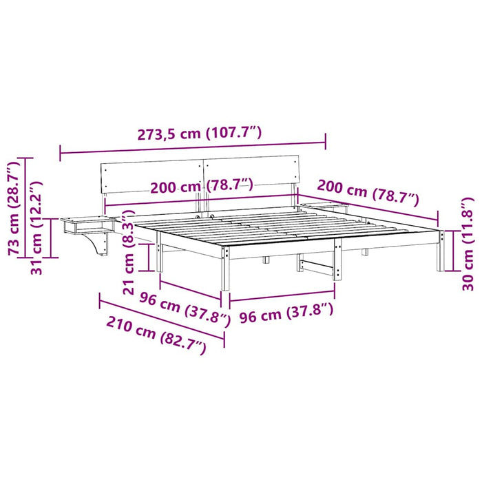 Cadru de pat Maro ceruit 200 x 200 cm Lemn masiv de pin - WALTI WALTI