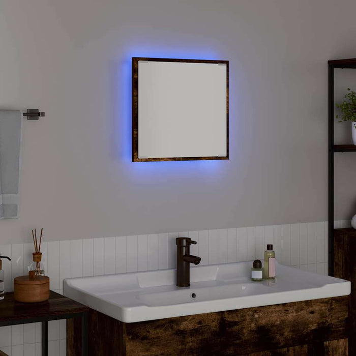 Oglindă de baie cu LED Stejar fumuriu 40 x 8.5 x 37 cm - WALTI WALTI