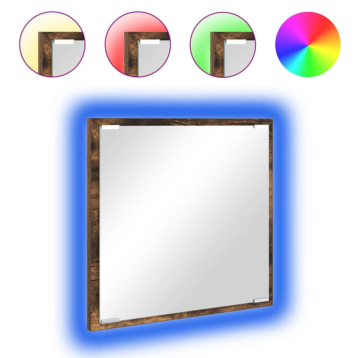 Oglindă de baie cu LED Stejar fumuriu 40 x 8.5 x 37 cm - WALTI WALTI