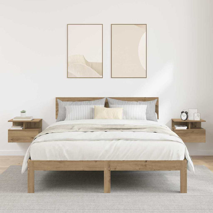 Noptieră Suspendată 2 pcs Stejar Artizanal 40 x 31 x 28 cm - WALTI WALTI