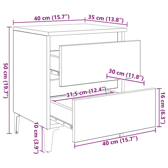 Dulap de noapte Lemn vechi 40 x 35 x 50 cm Lemn compozit - WALTI WALTI