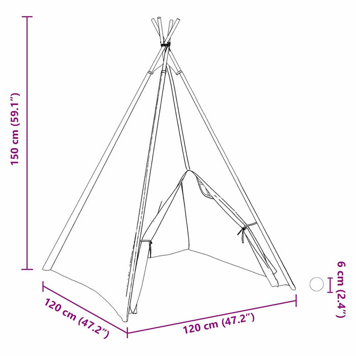 Cort tip teepee Gri Verde mentă Mediu Bumbac & Plastic - WALTI WALTI