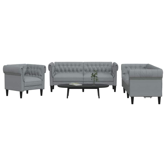 Set de canapea 3 pcs Gri deschis țesătură - WALTI WALTI