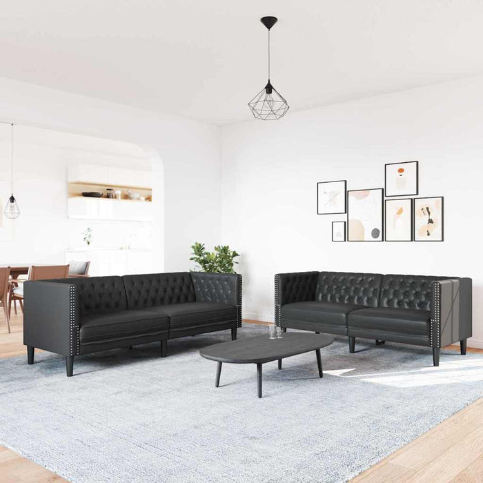 Canapea pentru living 2 pcs Negru 194 x 74,5 x 70,5 cm WALTI
