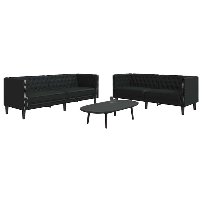 Canapea pentru living 2 pcs Negru 194 x 74,5 x 70,5 cm WALTI
