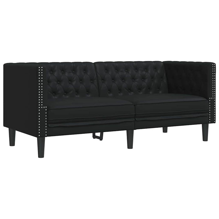 Canapea pentru living 3 buc. Negru Piele artificială WALTI