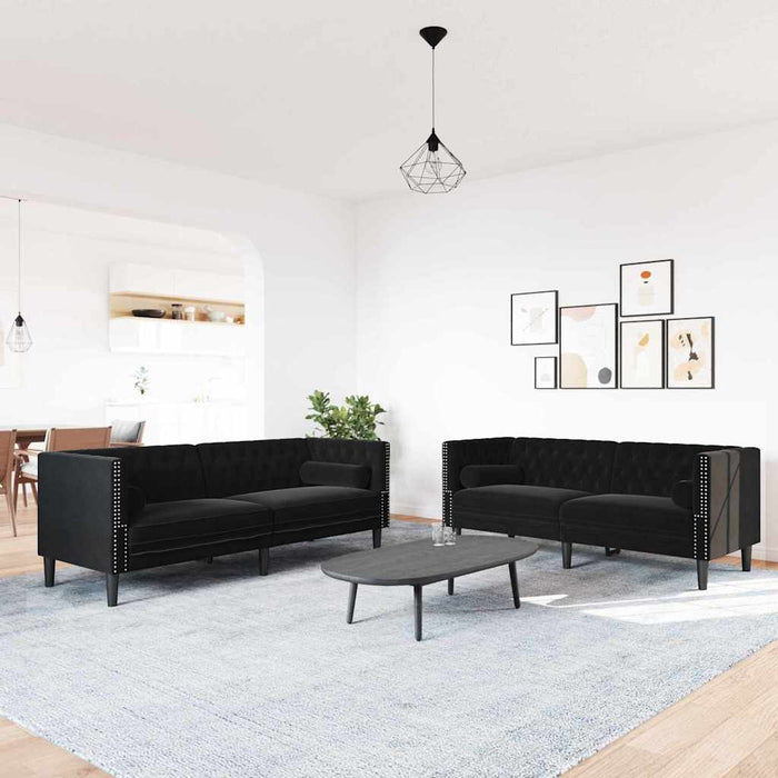 Canapea pentru living 2 pcs Negru 194 x 74,5 x 70,5 cm Catifea - WALTI WALTI
