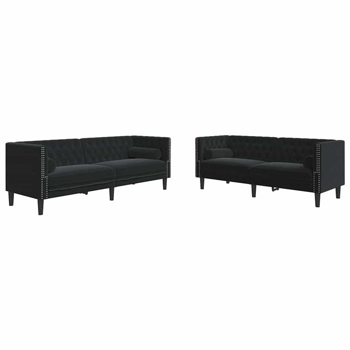 Canapea pentru living 2 pcs Negru 194 x 74,5 x 70,5 cm Catifea - WALTI WALTI