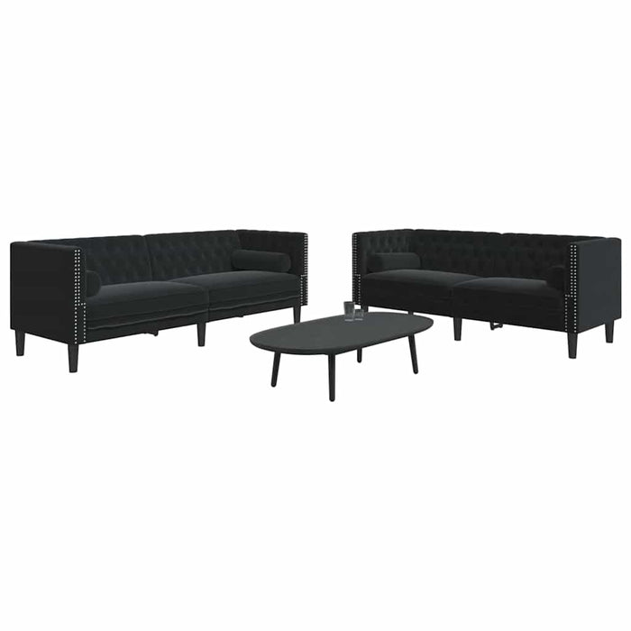 Canapea pentru living 2 pcs Negru 194 x 74,5 x 70,5 cm Catifea - WALTI WALTI