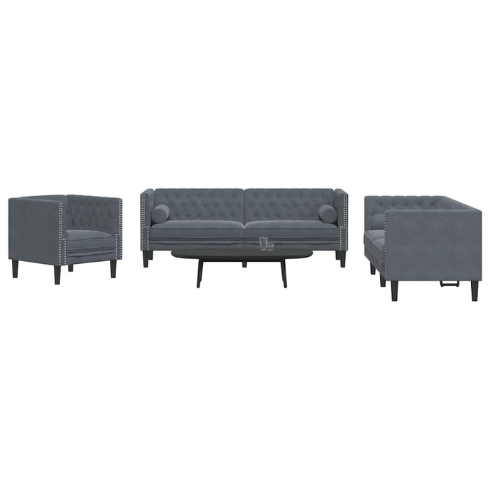 Canapea pentru living 3 pcs Gri închis 194 x 74,5 x 70,5 cm - WALTI WALTI