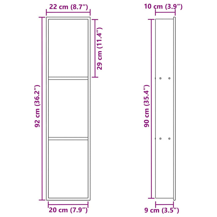 Nisă de Duș Negru 90 x 20 x 9,5 cm Oţel inoxidabil - WALTI WALTI