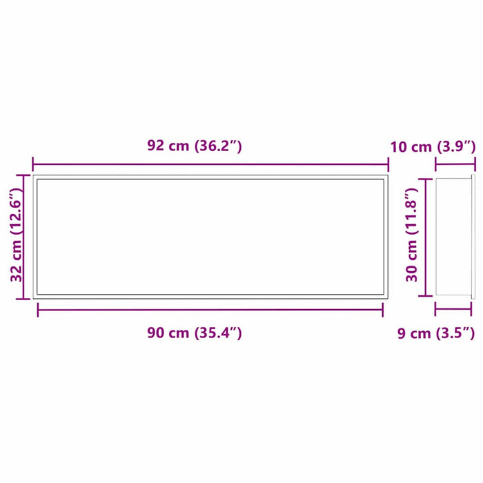 Nisă de Duș Negru 90 x 30 x 9.5 cm Oţel inoxidabil - WALTI WALTI