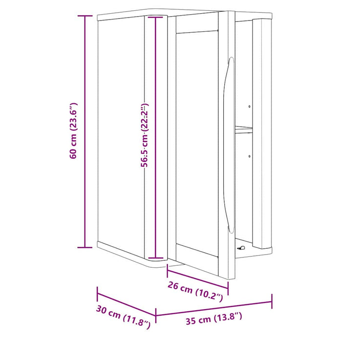Dulap de perete pentru baie cu raft cu ușă Alb 60 x 40 x 80 cm - WALTI WALTI
