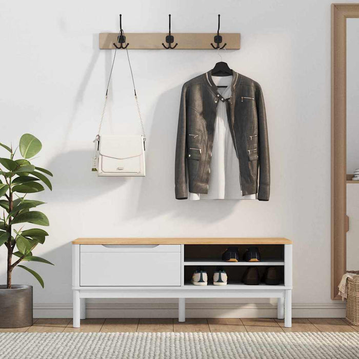 Bancă de hol cu sertar Alb 115 x 40 x 45 cm Lemn de pin masiv - WALTI WALTI