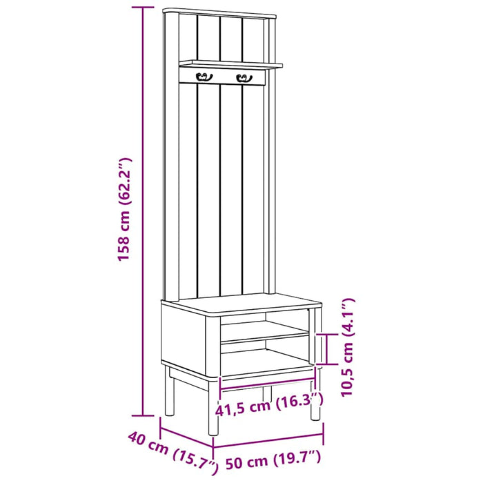 Dulap pentru hol cu raft FLORO Maroniu cerat 50 x 40 x 158 cm - WALTI WALTI