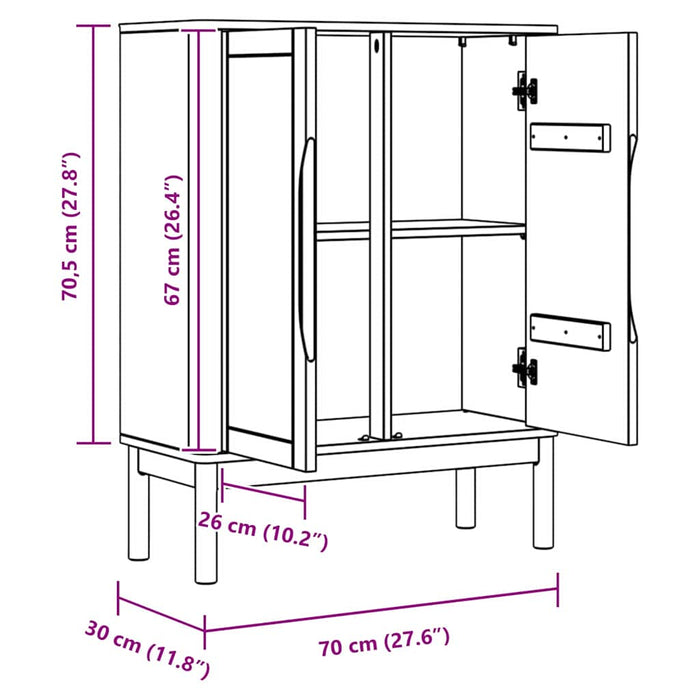 Bufet FLORO Alb 70 x 30 x 70,5 cm Lemn de pin masiv - WALTI WALTI