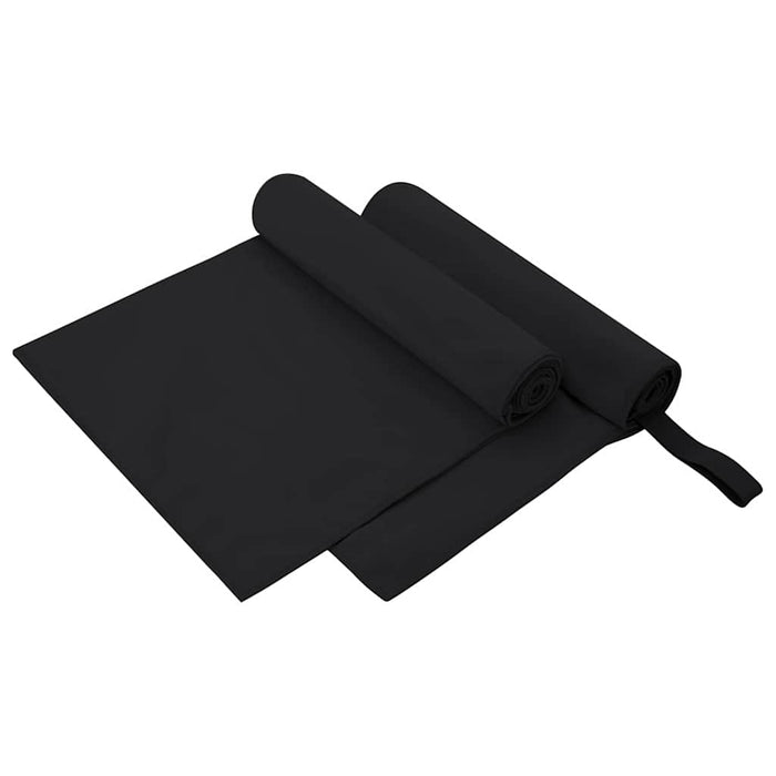 Prosoape Sport 2 pcs Negru 100 x 50 cm Poliester și poliamidă - WALTI WALTI
