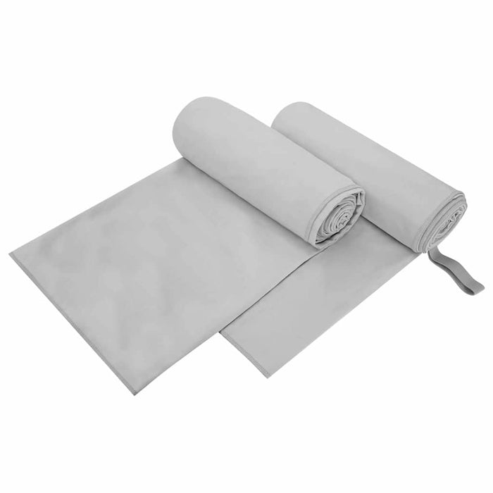 Prosoape Sport 2 pcs Gri 200 x 100 cm Poliester și poliamidă - WALTI WALTI