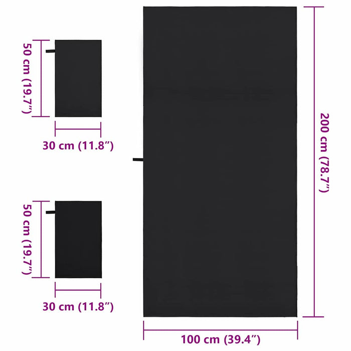 Set de Prosoape Sport 3 pcs Negru Poliester și poliamidă - WALTI WALTI