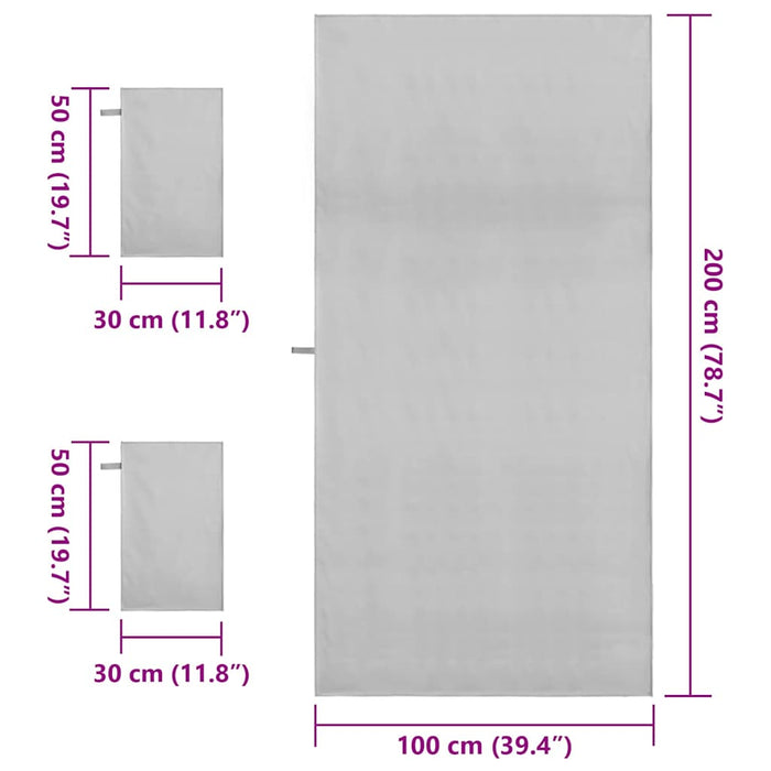 Set de Prosoape Sport 3 pcs Gri Poliester și poliamidă - WALTI WALTI