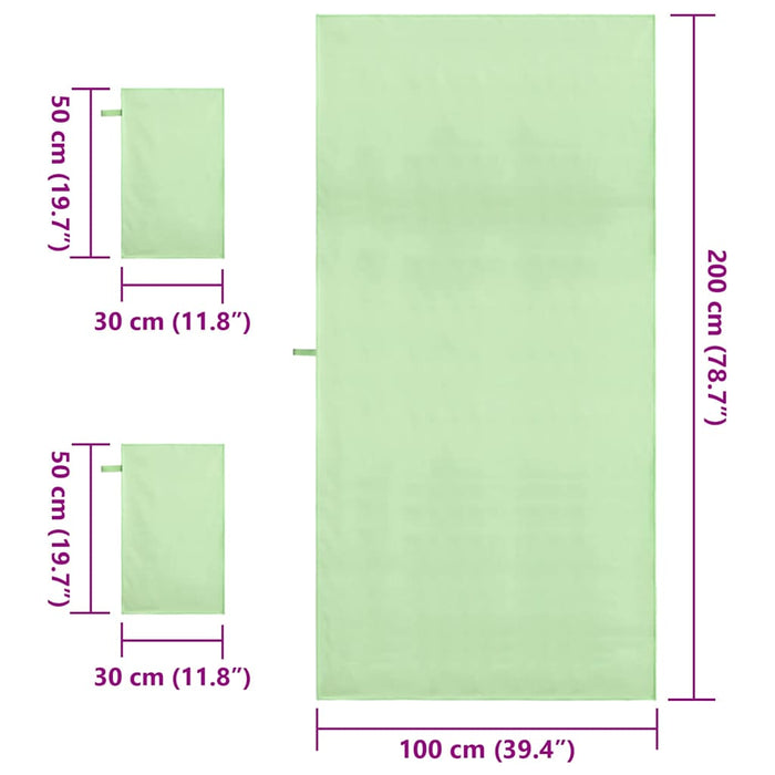 Set de Prosoape Sport 3 pcs Verde Poliester și poliamidă - WALTI WALTI