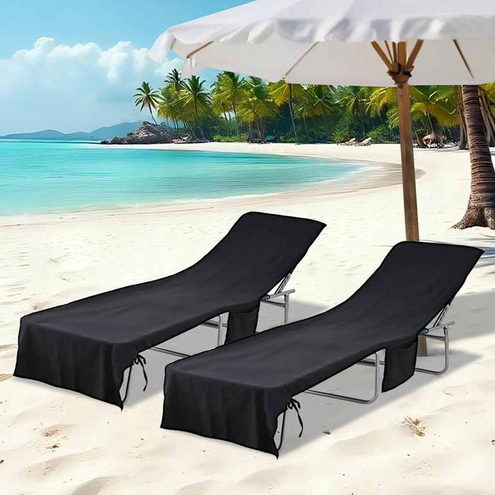 Prosoape pentru șezlong 2 buc. Negru 210 x 75 cm - WALTI WALTI