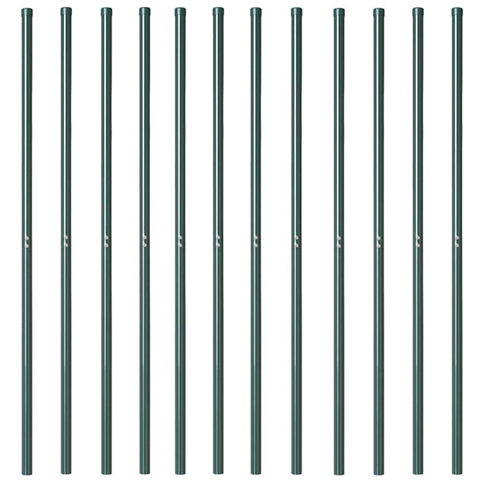 Stâlp de gard. 12 pcs Verde Oțel vopsit în pulbere WALTI