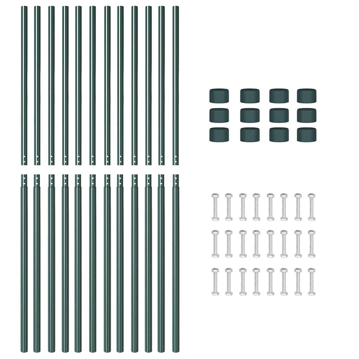 Stâlp de gard. 12 pcs Verde Oțel vopsit în pulbere WALTI