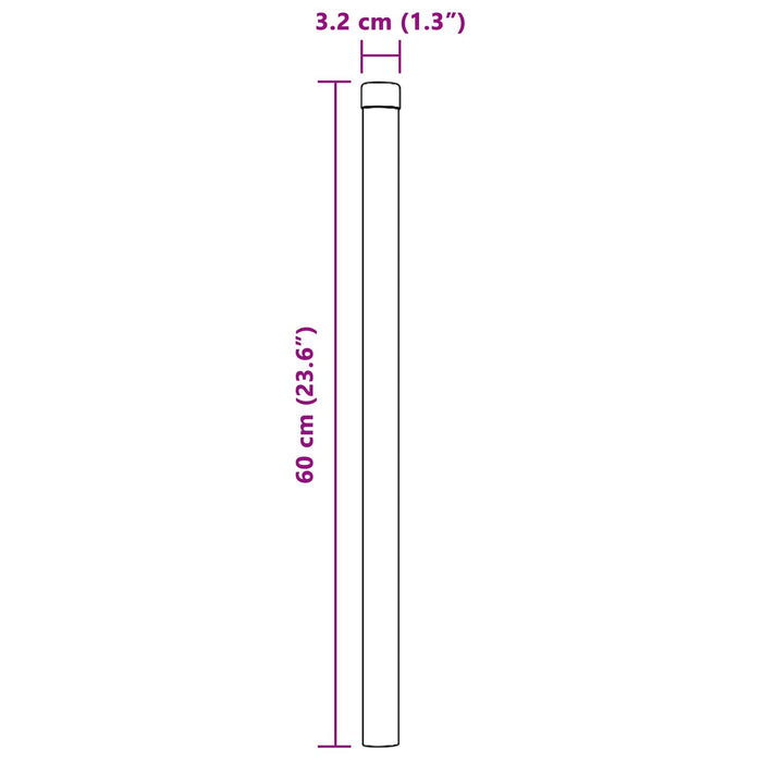 Stâlp de gard. 2 pcs Gri 60 cm Oțel vopsit în pulbere WALTI
