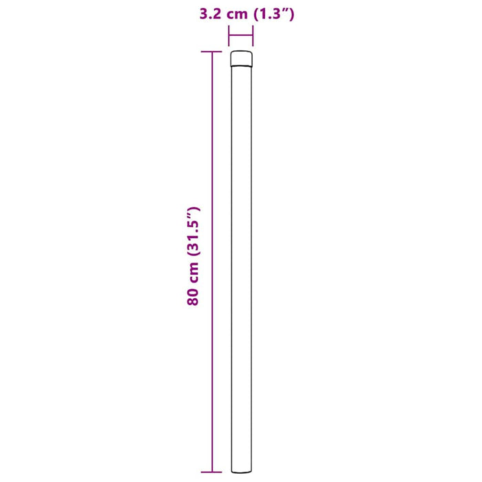 Stâlp de gard. 2 pcs Gri 80 cm Oțel vopsit în pulbere WALTI