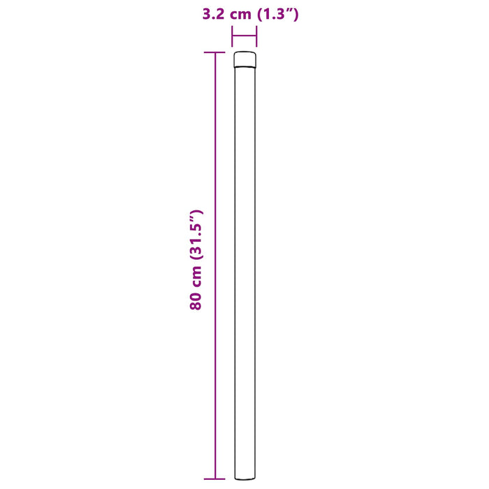 Stâlp de gard. 12 pcs Gri 80 cm Oțel vopsit în pulbere WALTI
