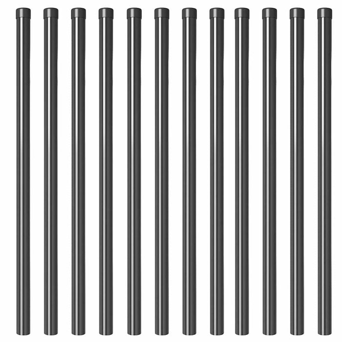 Stâlp de gard. 12 pcs Gri 110 cm Oțel vopsit în pulbere WALTI