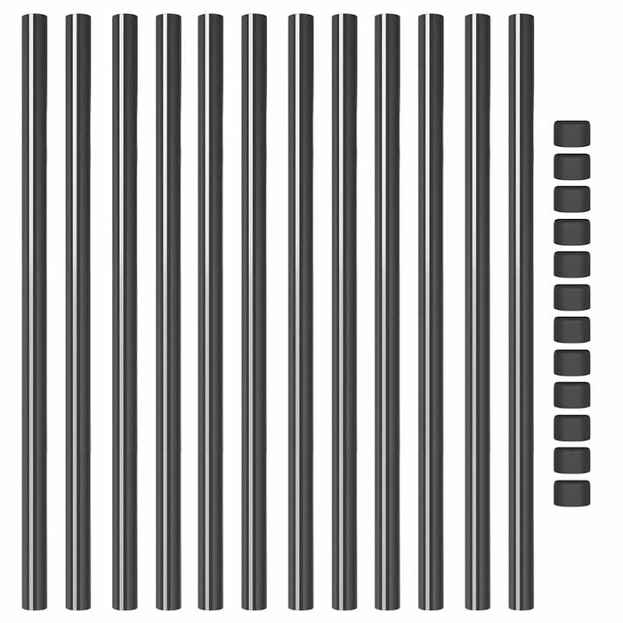 Stâlp de gard. 12 pcs Gri 110 cm Oțel vopsit în pulbere WALTI