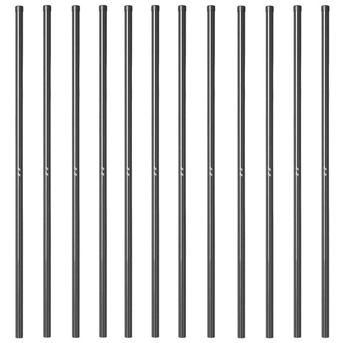 Stâlp de gard. 12 pcs Gri Oțel vopsit în pulbere WALTI