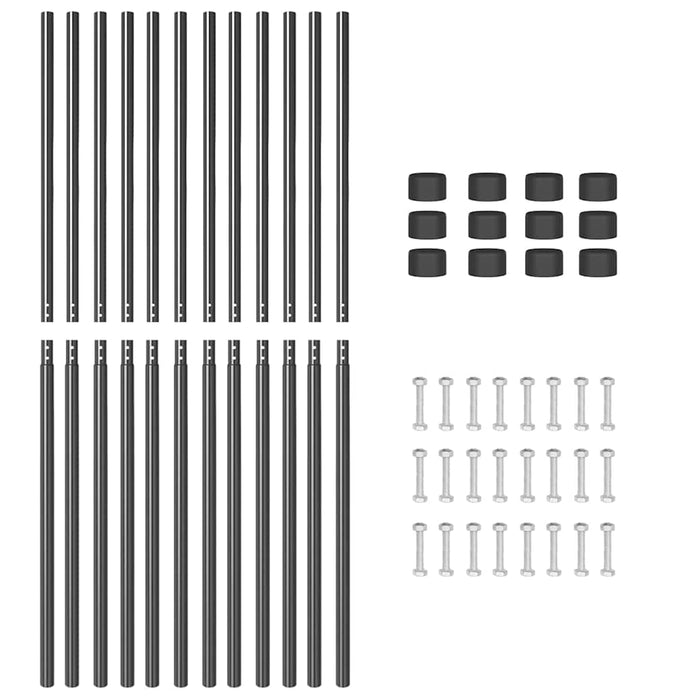 Stâlp de gard. 12 pcs Gri Oțel vopsit în pulbere WALTI