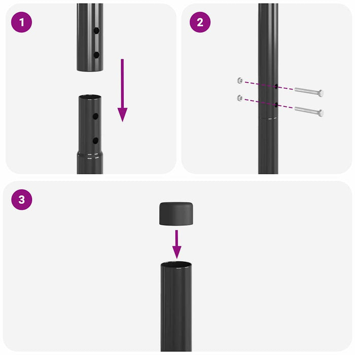 Stâlp de gard. 12 pcs Gri Oțel vopsit în pulbere WALTI