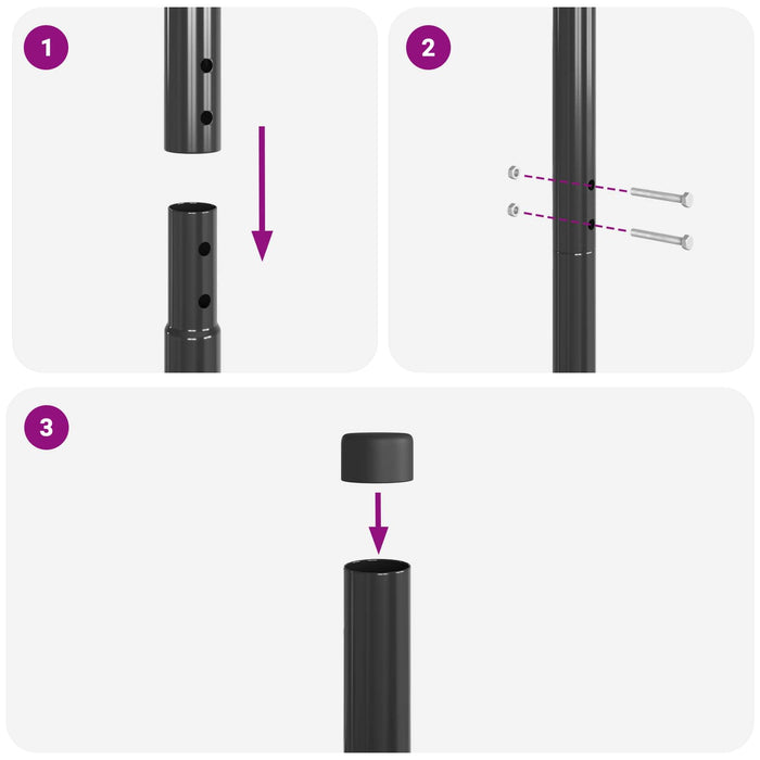 Stâlp de gard. 2 pcs Gri Oțel vopsit în pulbere WALTI