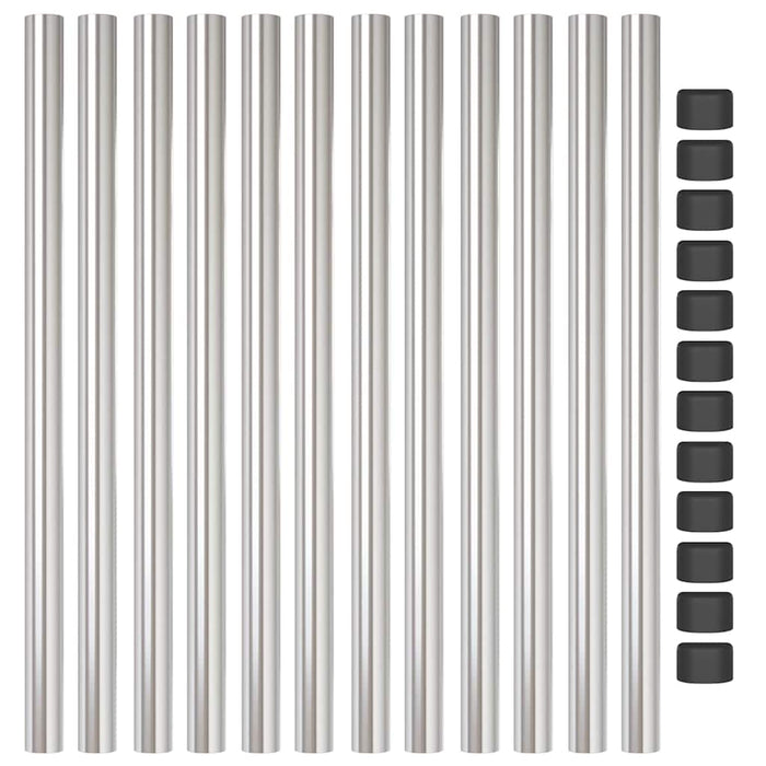 Stâlp de gard. 12 pcs Argintiu 50 cm Oțel vopsit în pulbere WALTI