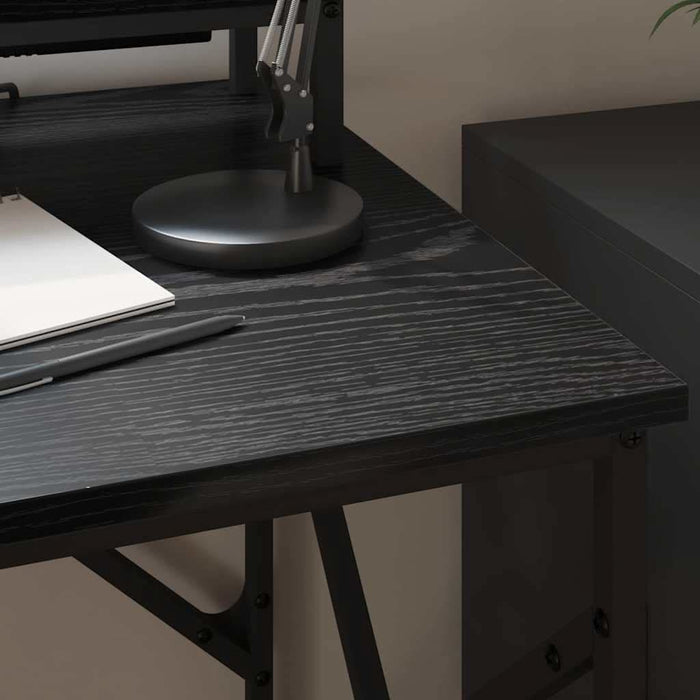 Birou cu raft Stejar negru 100 x 50 x 86.5 cm Lemn compozit - WALTI WALTI