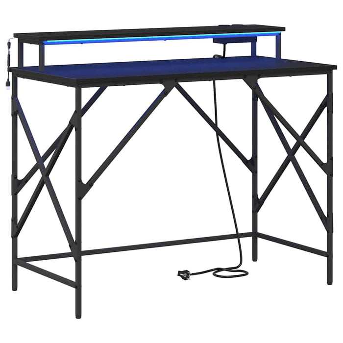 Birou cu raft Stejar negru 100 x 50 x 86.5 cm Lemn compozit - WALTI WALTI