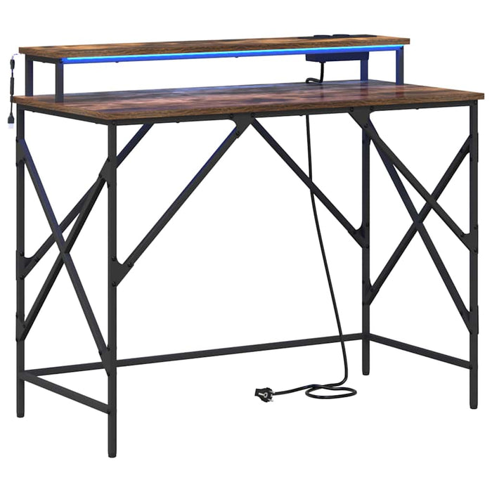 Birou cu raft Stejar afumat 100 x 50 x 86.5 cm Lemn compozit - WALTI WALTI