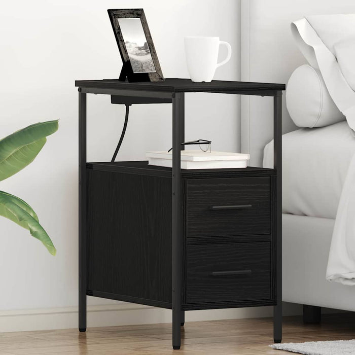Dulap de noapte Stejar Negru 30 x 48 x 61 cm Lemn compozit - WALTI WALTI