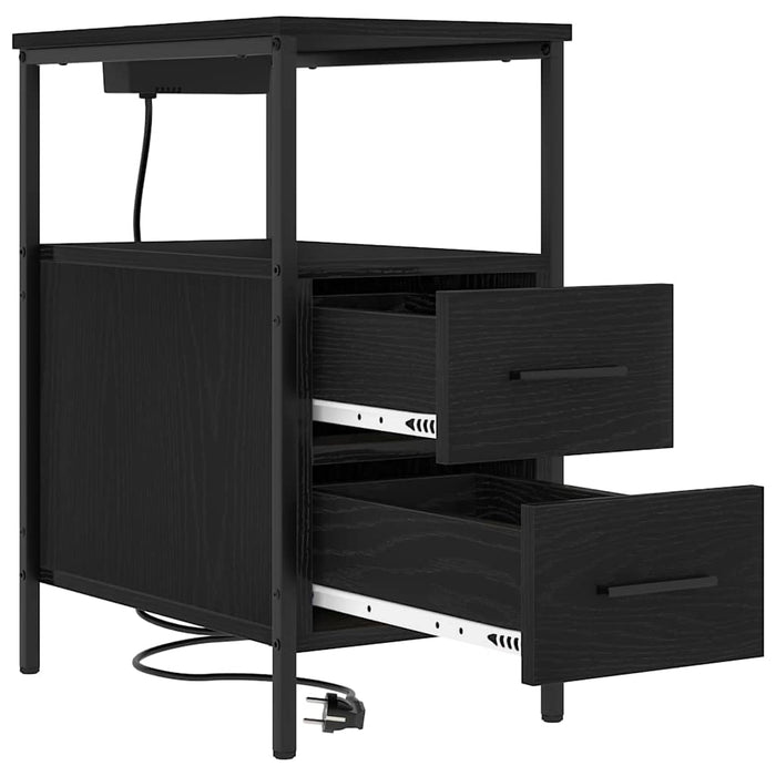 Dulap de noapte Stejar Negru 30 x 48 x 61 cm Lemn compozit - WALTI WALTI