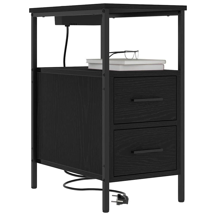 Dulap de noapte Stejar Negru 30 x 48 x 61 cm Lemn compozit - WALTI WALTI