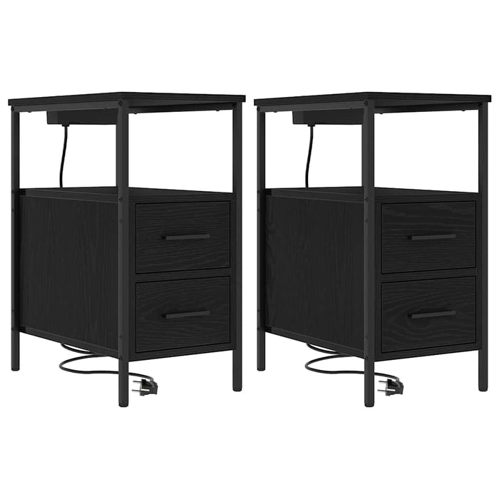 Dulap de noapte cu sertar 2 pcs Stejar Negru 30 x 48 x 61 cm - WALTI WALTI