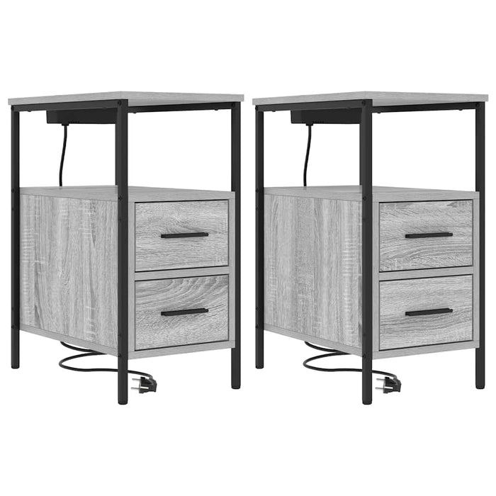 Dulap de noapte 2 pcs Gri Sonoma 30 x 48 x 61 cm Lemn compozit - WALTI WALTI