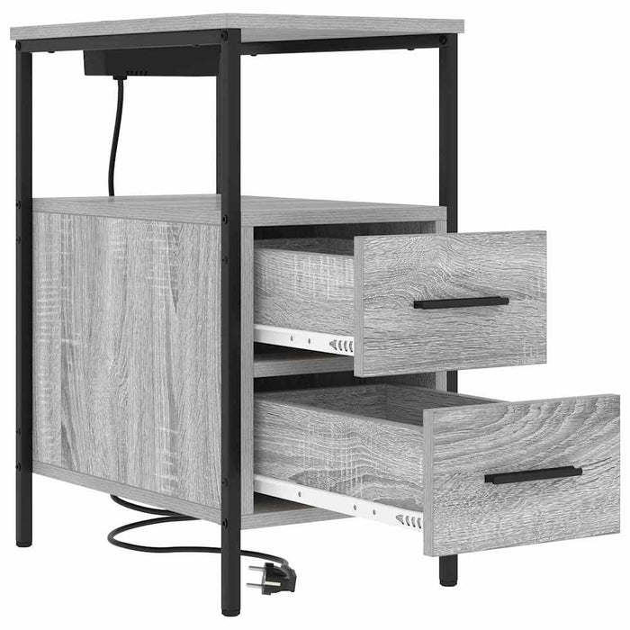 Dulap de noapte 2 pcs Gri Sonoma 30 x 48 x 61 cm Lemn compozit - WALTI WALTI