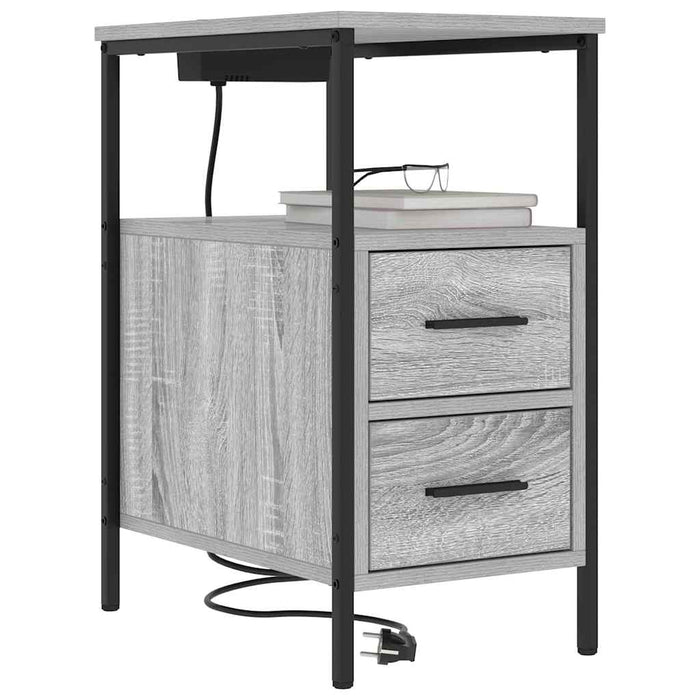 Dulap de noapte 2 pcs Gri Sonoma 30 x 48 x 61 cm Lemn compozit - WALTI WALTI