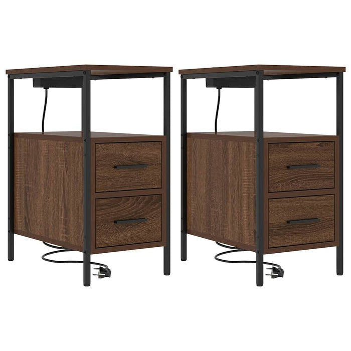 Dulap de noapte cu sertar 2 pcs Stejar închis 30 x 48 x 61 cm - WALTI WALTI